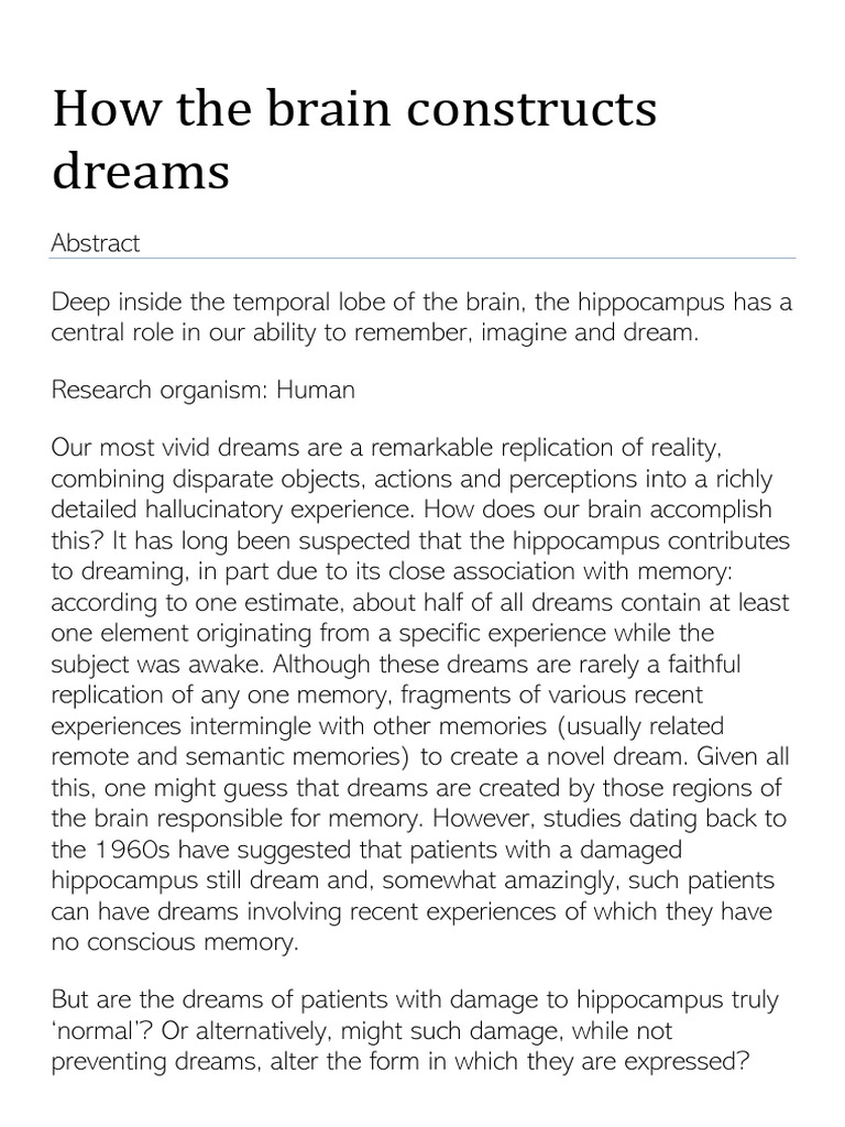 Brain Pdf Dream Memory