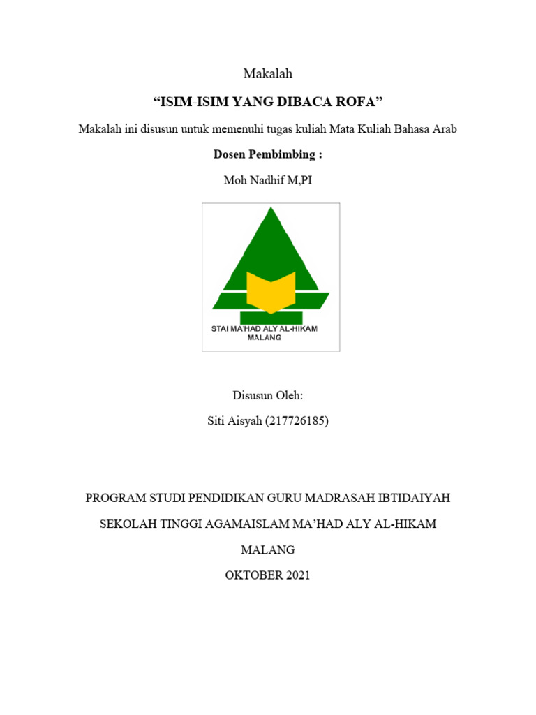 Isim-Isim yang Dibaca Rofa' | PDF