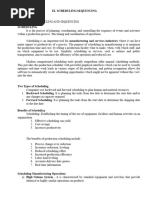 Summary Scheduling and Sequencing