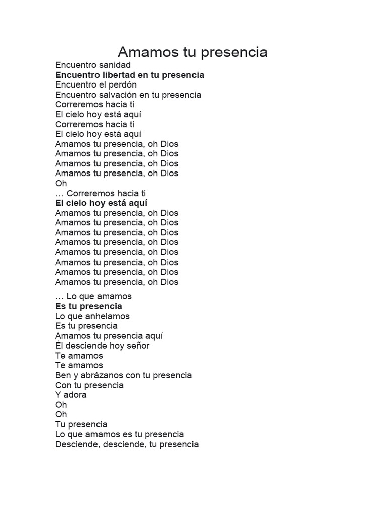 Amamos Tu Presencia | PDF