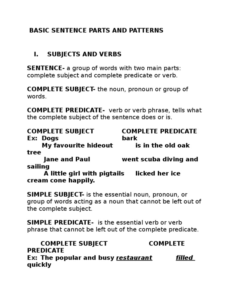 Understanding Sentence Structure Basics | PDF | Subject (Grammar ...