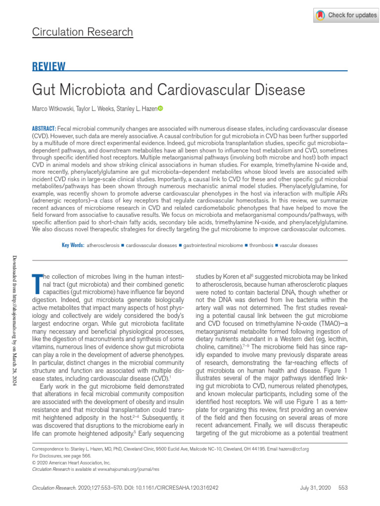 Gut Microbiota's Role in Cardiovascular Disease | PDF ...