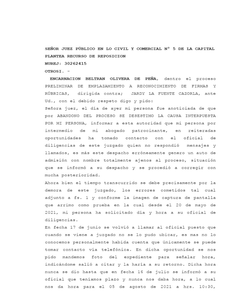 Recurso de Reposicion | PDF | Justicia | Crimen y violencia