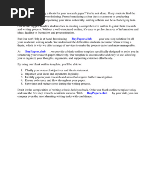 Blank Outline Template for Research Paper