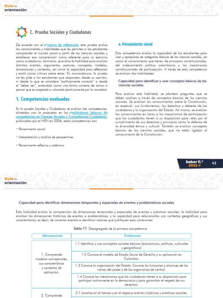SOCIALES y CIUDADANAS Guia de Orientacion Saber 11 2022-1-42-47 | PDF ...