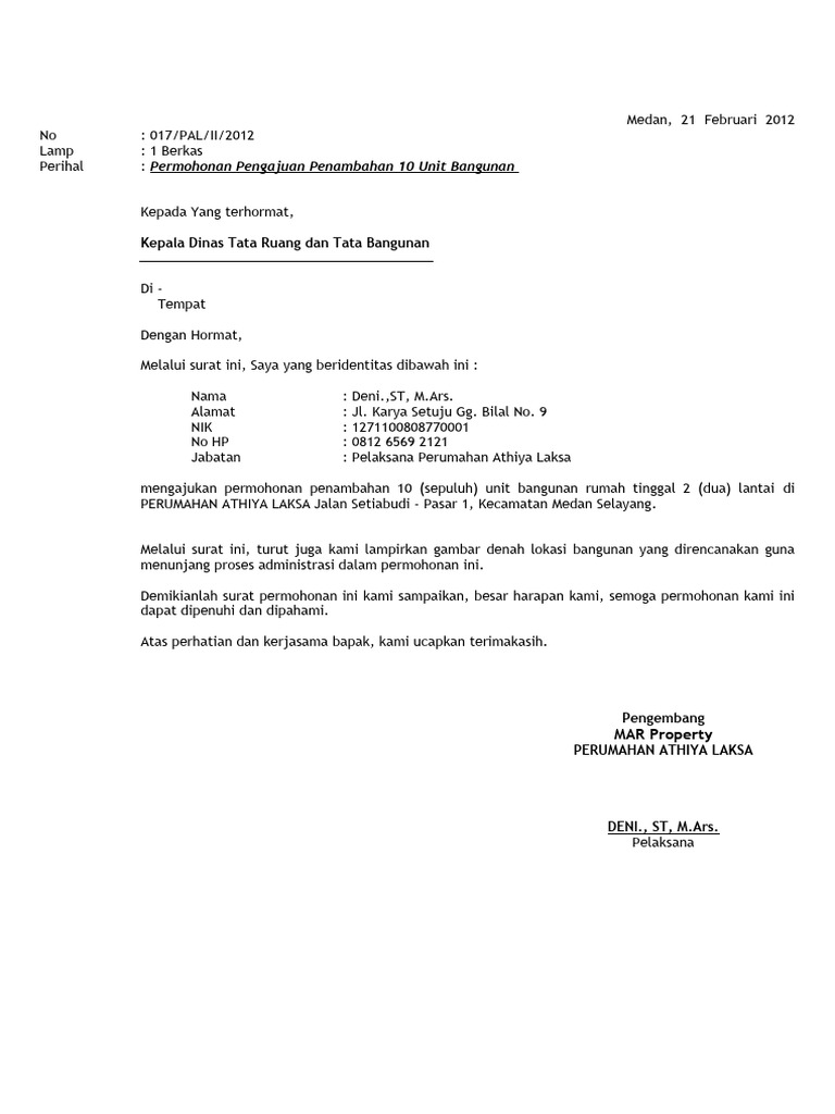 Surat Permohonan IMB | PDF