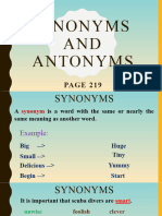 English 3 SYNONYMS and ANTONYMS