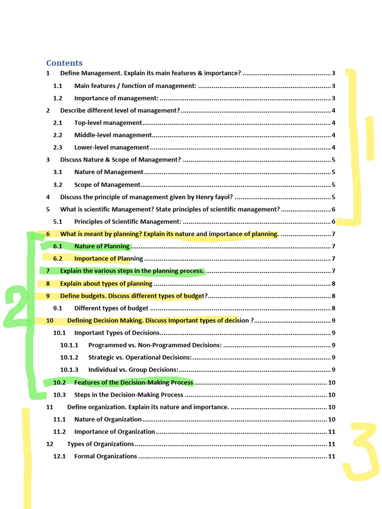 Priniciples of Management 1 Sem Q& A | PDF
