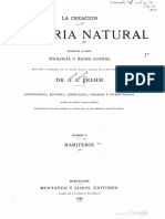 Historia Natural. DR. A. E. Brehm. Tomo 1-Mamiferos. 1880