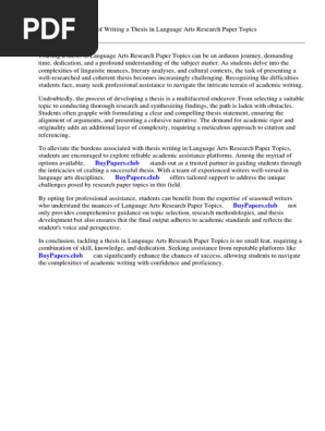 Language Arts Research Paper Topics