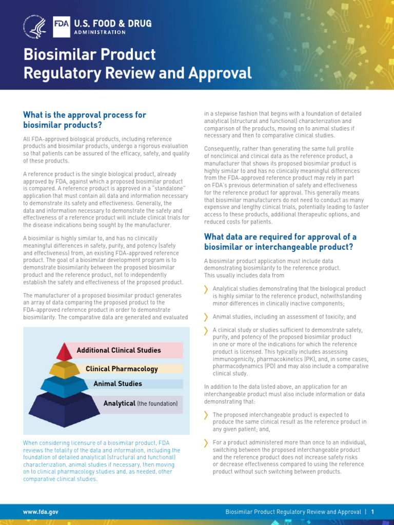 Biosimilar Product Regulatory Review and Approval | PDF | Food And Drug ...