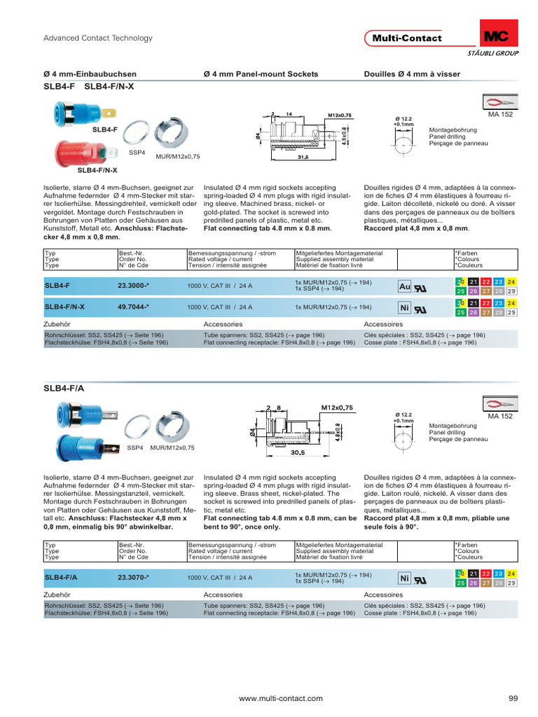 Safety 4mm Plug Banana Female Technical Data Sheet | PDF
