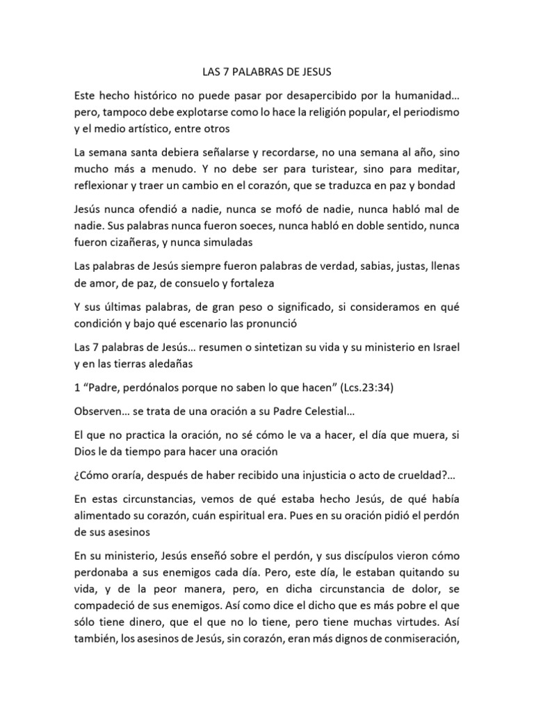 Las 7 Palabras De Jesus Pdf Oración Jesús