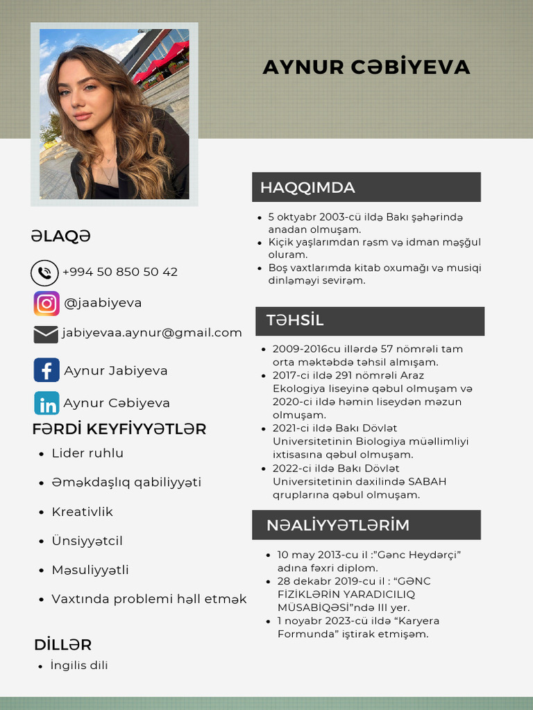 Aynur Jabiyeva CV | PDF