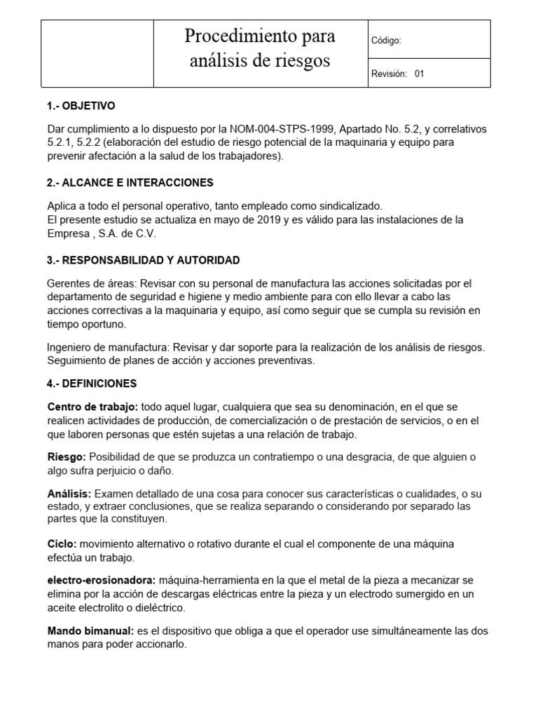 Procedimiento de Análisis de Riesgos | PDF | Riesgo | Probabilidad