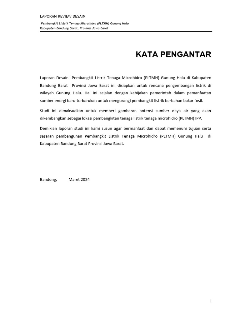 Desain PLTMH Gunung Halu, Bandung Barat | PDF
