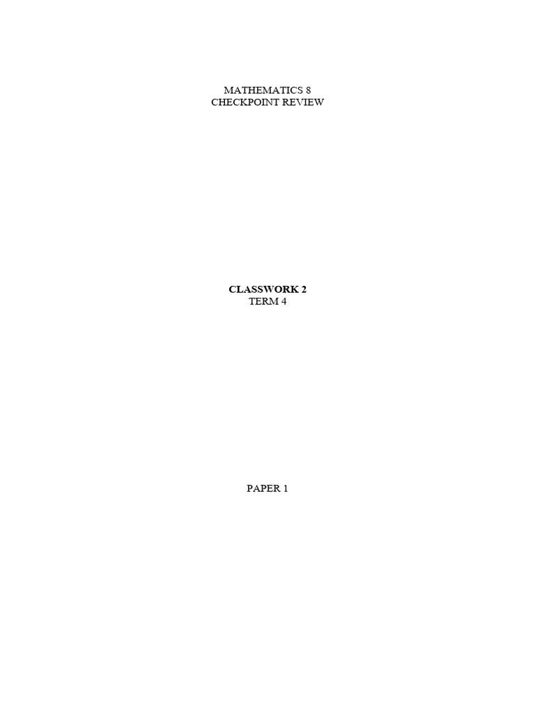 Mathematics 8 Checkpoint Review: Classwork 2 | PDF | Applied Mathematics