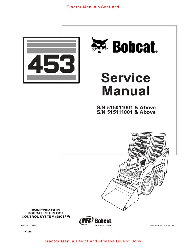 Bobcat 453 Skid Steer Workshop Manual Bobcat 453 | PDF