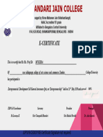 Certificate For MUJEEDA For C.B.bhandari Jain College E...