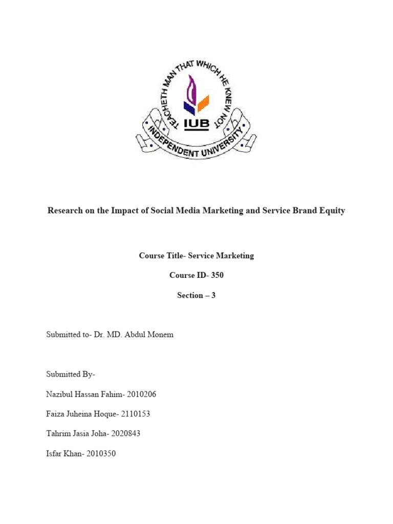 The Impact of Social Media Marketing and Service Brand Equity | PDF ...