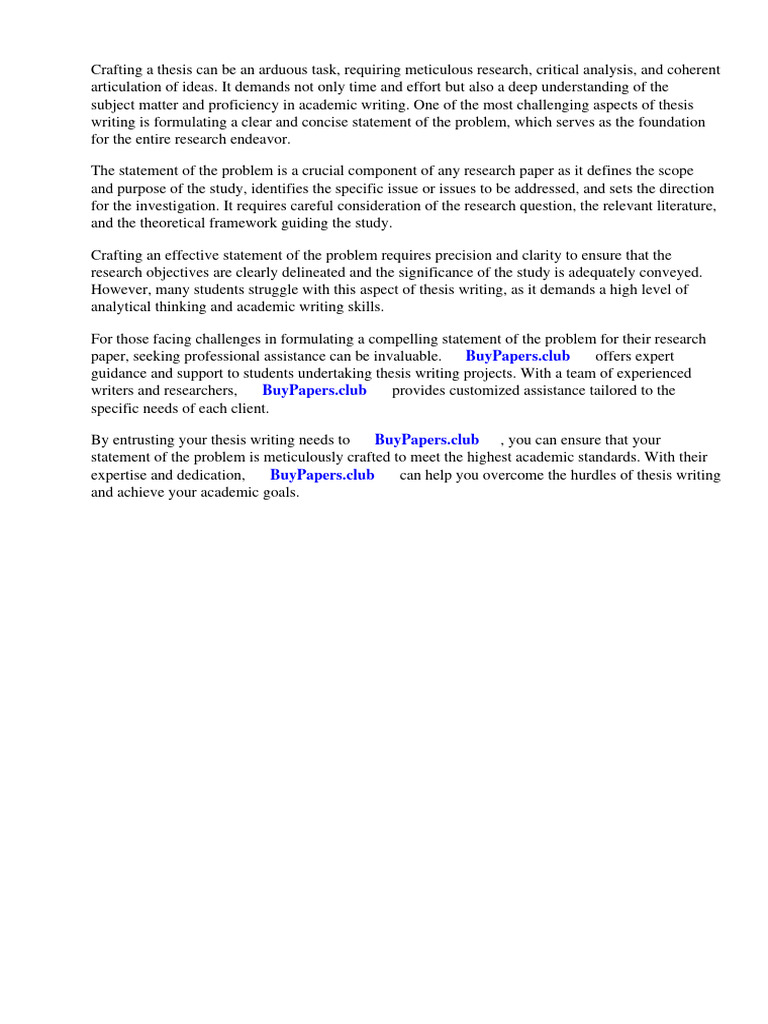 Example Research Paper Statement of The Problem | PDF | Essays ...