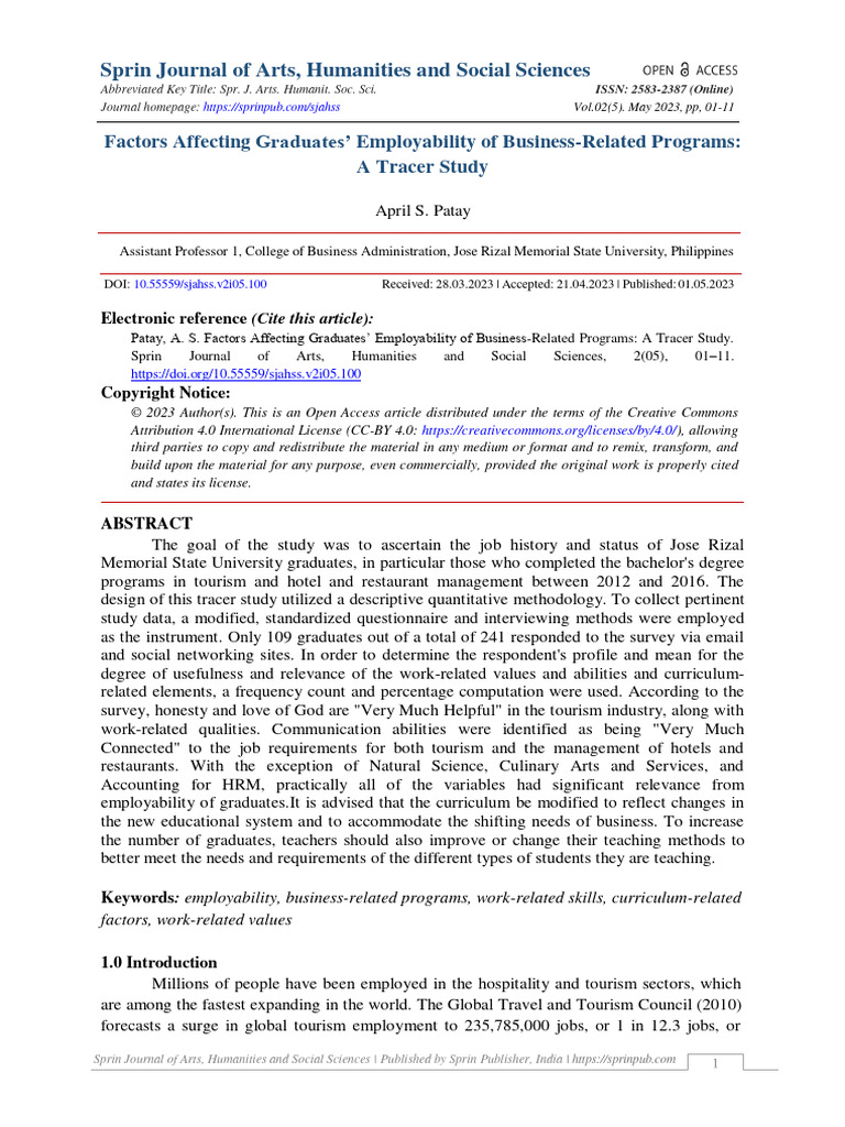 Factors Affecting Graduates Employability of Business | PDF ...