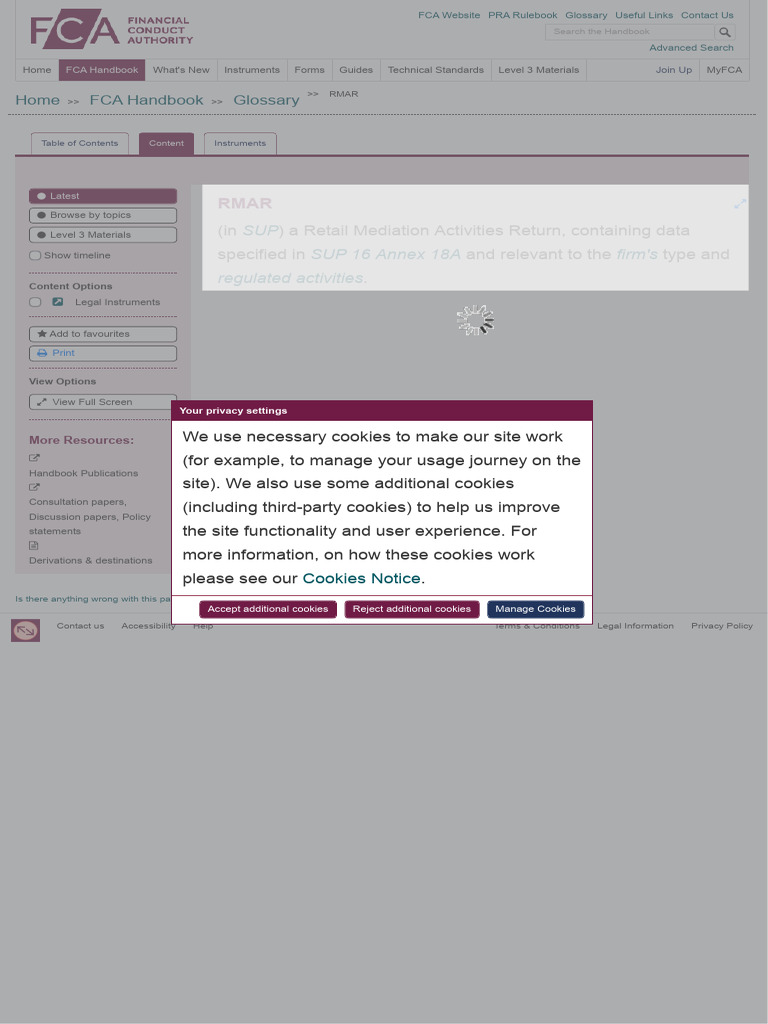 RMAR - FCA Handbook | PDF | Http Cookie | Privacy