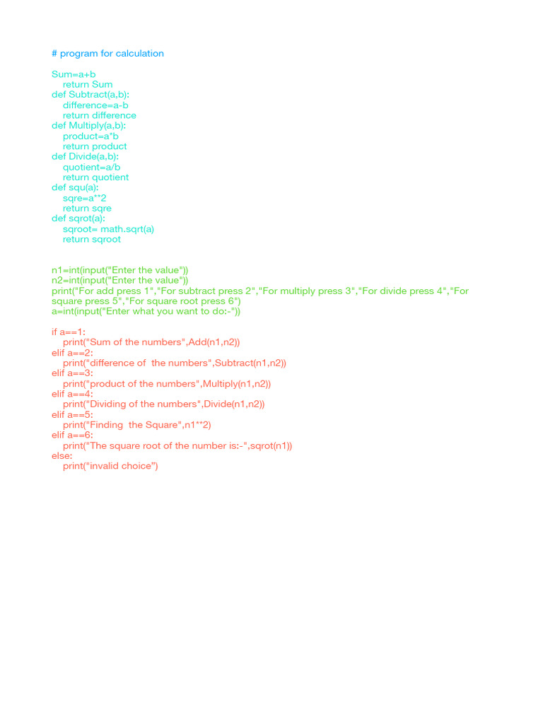 Pyhon Calculation | PDF