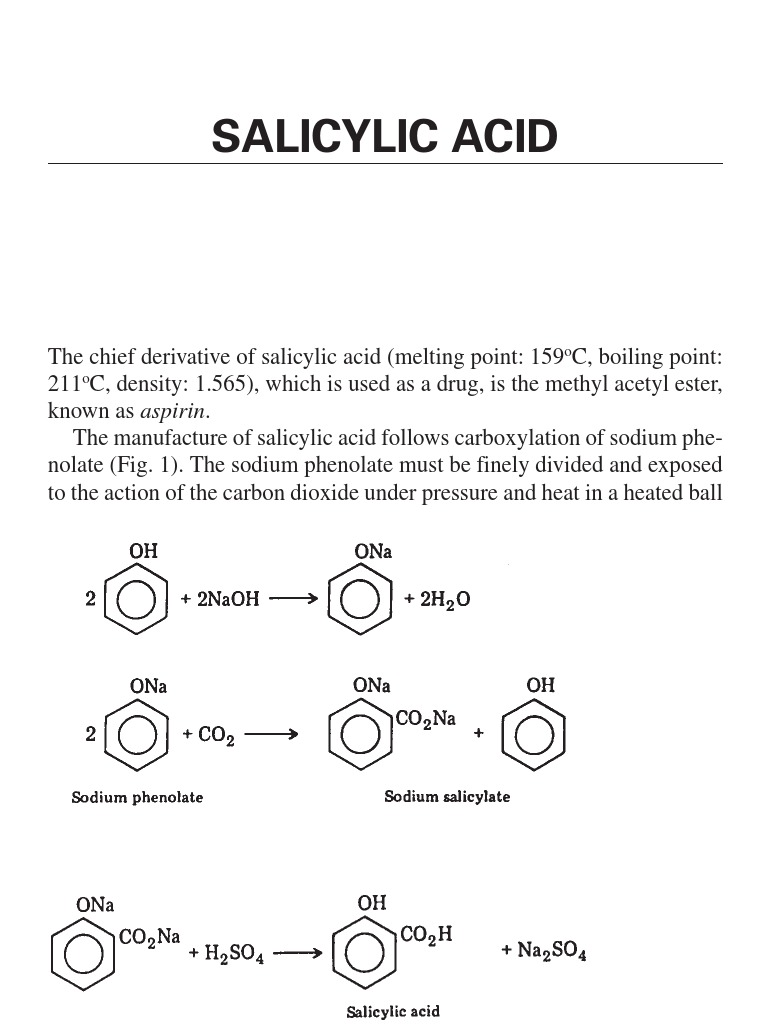 Chemistry Of Salicylic Acid And Aspirin Production Sodium Carbonate Sodium Chloride