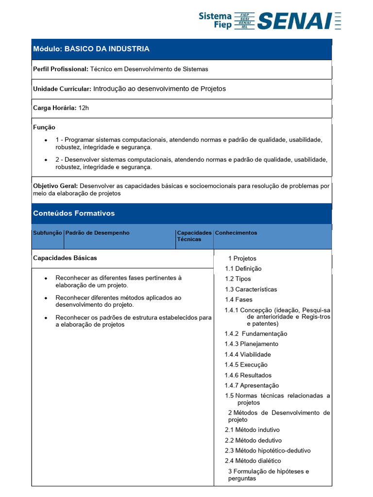 Introdução ao Desenvolvimento de Projetos | PDF | Pedagogia ...