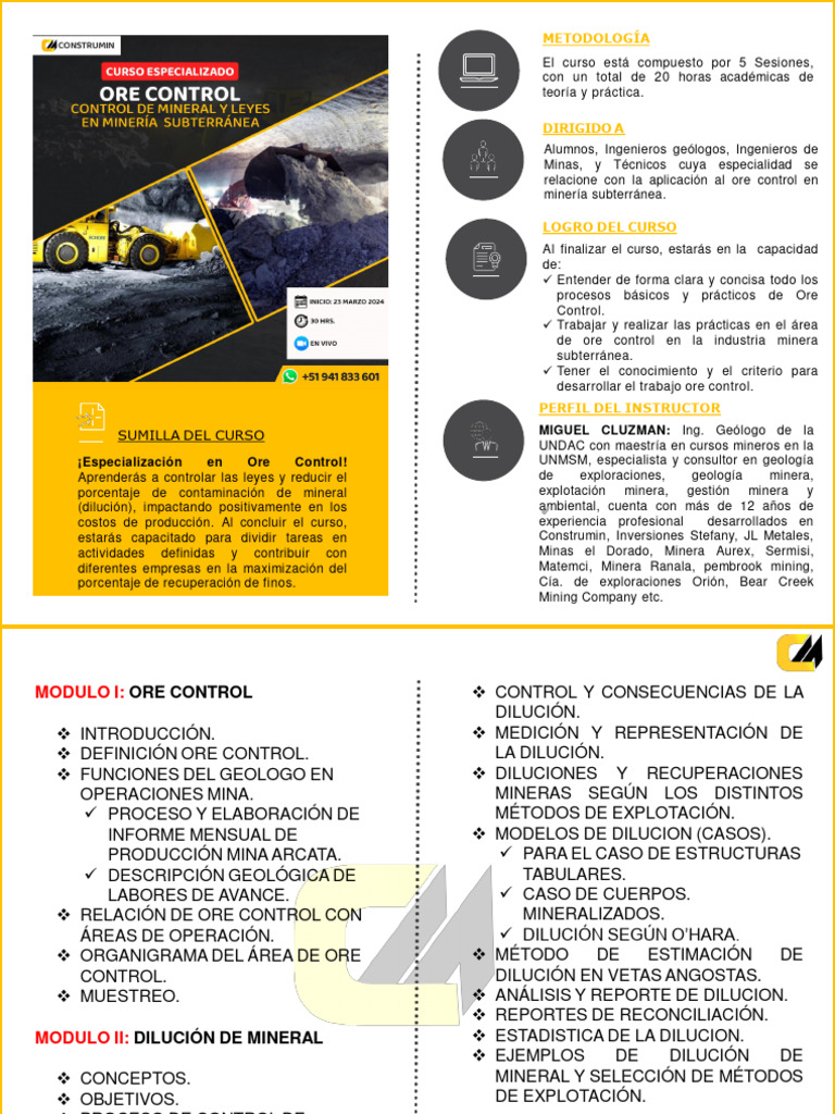 Curso Especializado en Ore Control | PDF | Minería