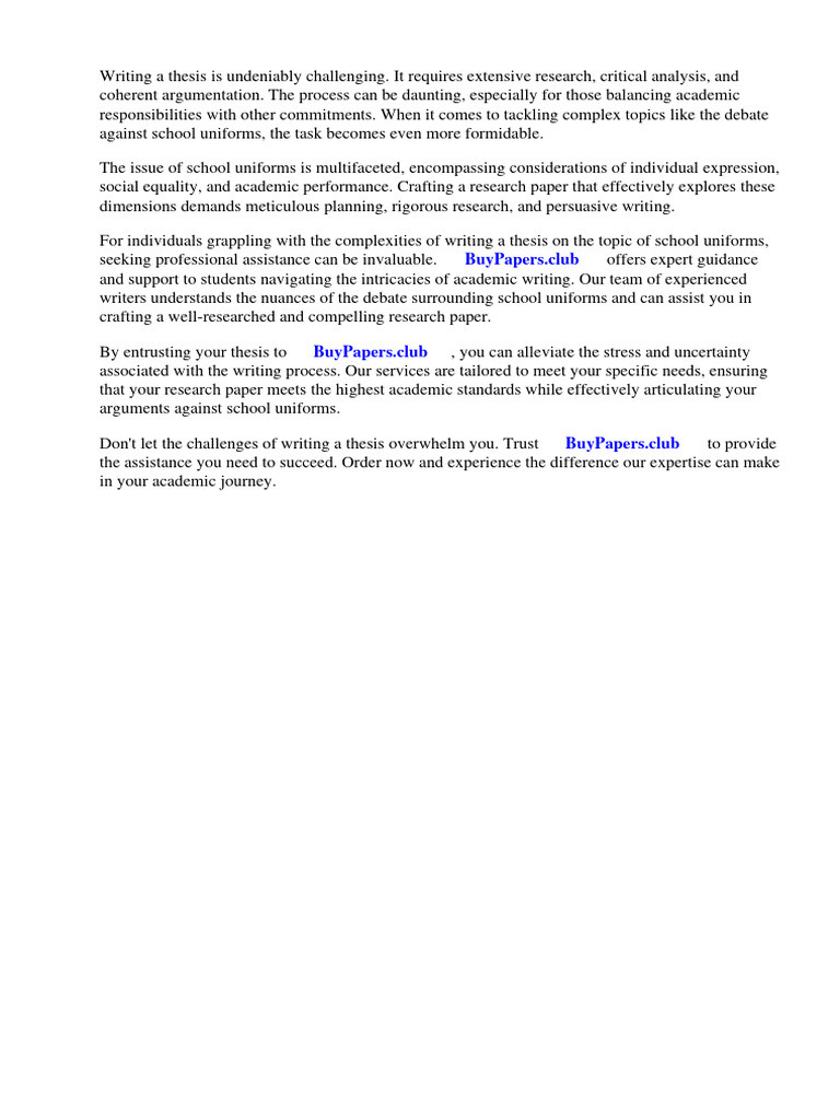 Against School Uniforms Research Paper PDF