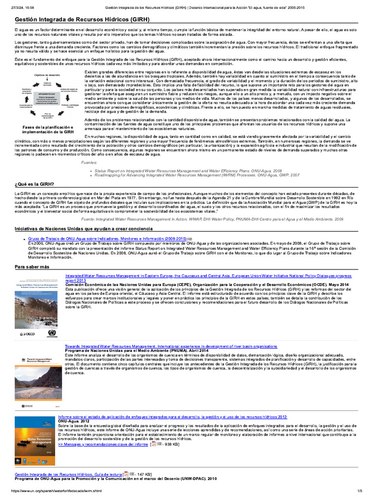Gestión Integrada de Los Recursos Hídri.. | PDF