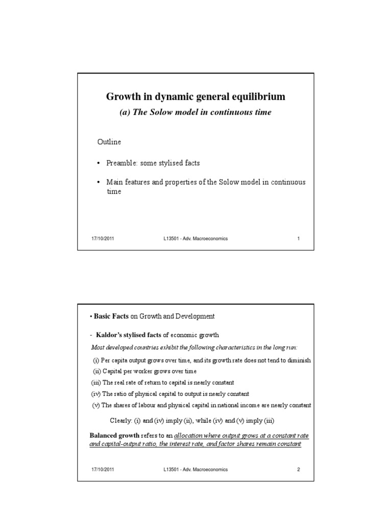 Growthin Dynamic General Equilibrium | PDF | Economic Growth | Economic ...