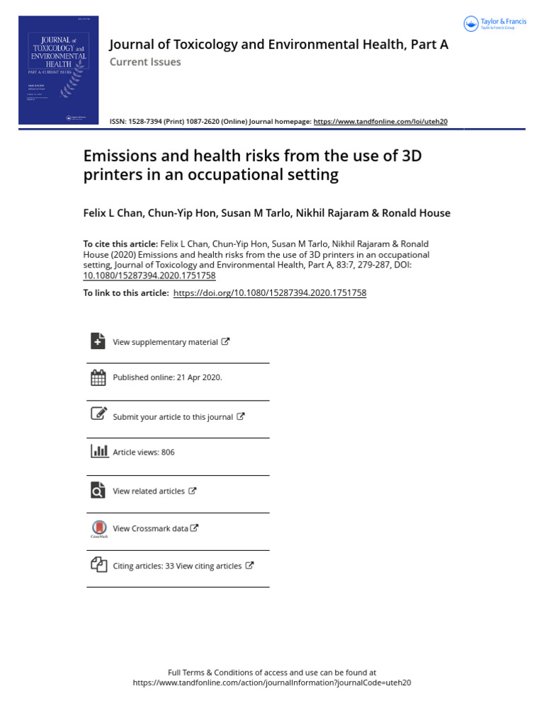 Emissions and Health Risks From The Use of 3D Printers in An ...