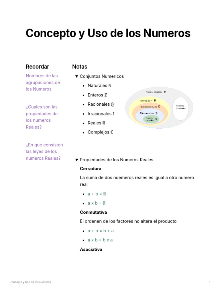 Concepto y Uso de los Numeros | PDF | Números | Multiplicación