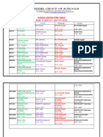 Week 11 Lesson Time Table