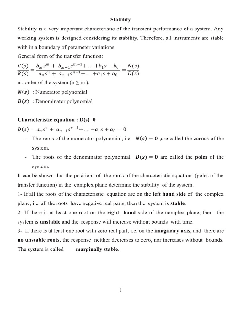 Routh-Hurwitz Stability Criterion Explained | PDF | Stability Theory ...