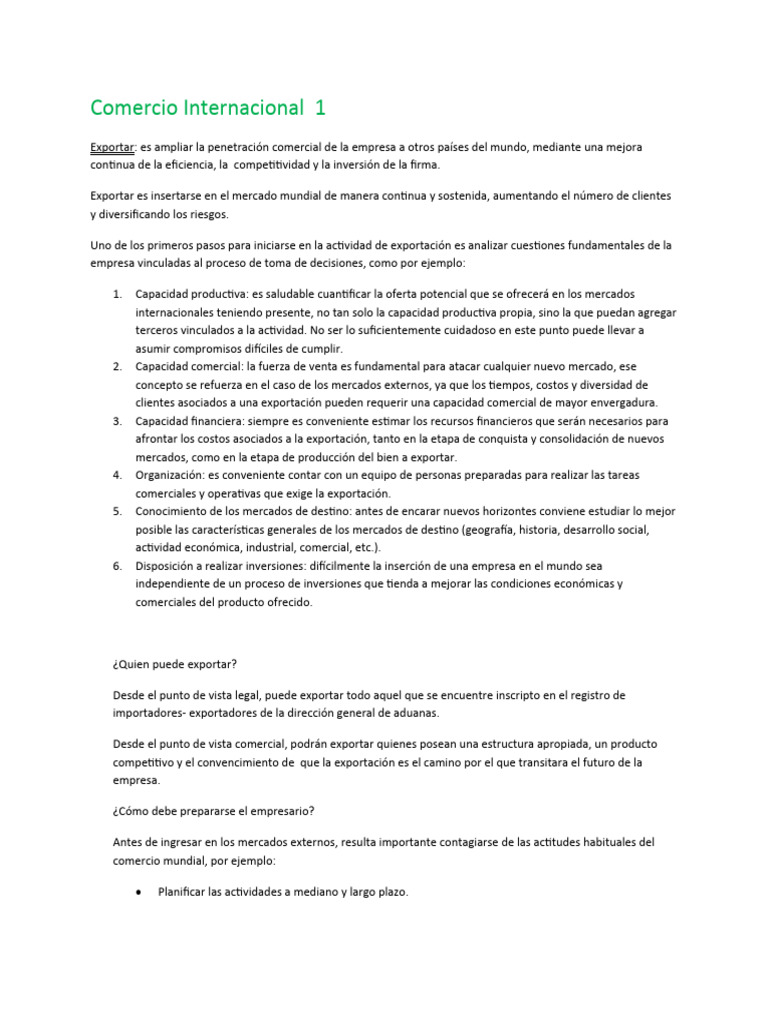 Comercio Internacional 1 | PDF | aduana | El comercio internacional