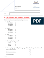 Q1-Choose The Correct Answer:-: What Are The Shortcut Keys For The Following Commands?