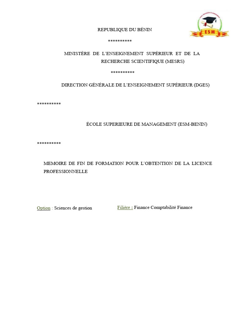 Stage en expertise comptable au Bénin | PDF | Audit | Business