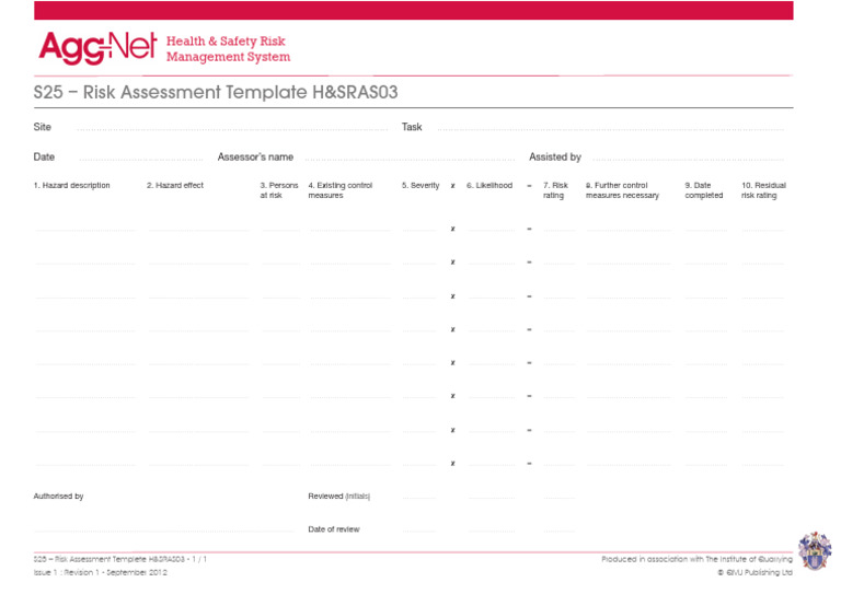Risk Assessment Template Hsras03 | Download Free PDF | Risk | Labor ...