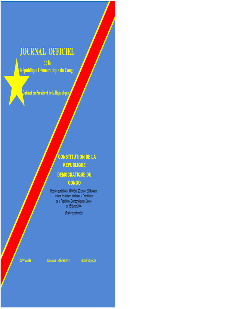 Constitution de la RDC 2011 Modifiée | PDF | Loi | Démocratie