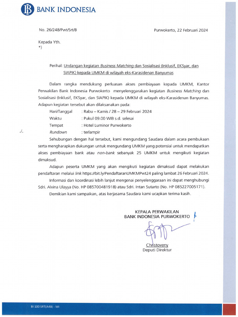 Surat Undangan UMKM - Dinas UMKM | PDF