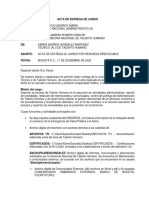 Acta de Entrega Al Cargo Por Renuncia Irrevocable