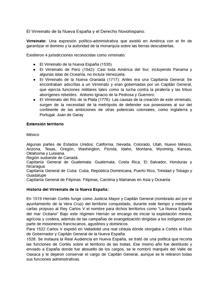 Virreinato de La Nueva España | PDF | Nueva españa | Caso de ley