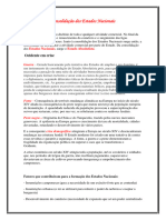 O Inicio e A Consolidacao Dos Estados Nacionais