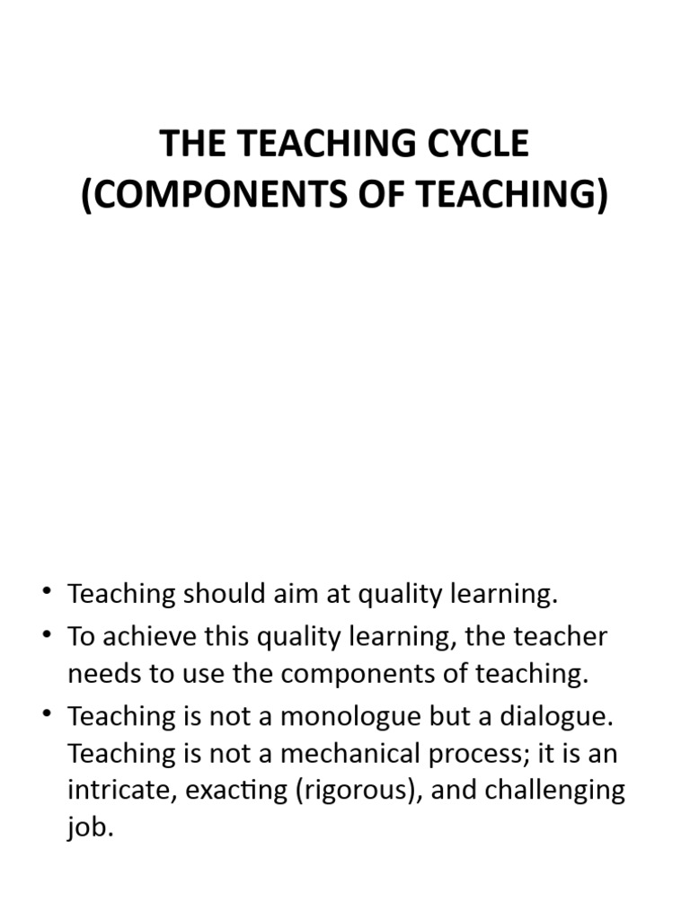 Teaching Cycle: Stages and Components | PDF | Teachers | Learning