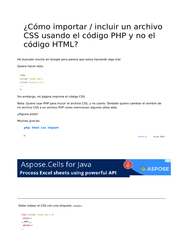 PHP - ¿Cómo Importar - Incluir Un Archivo CSS Usando El Código PHP y No ...