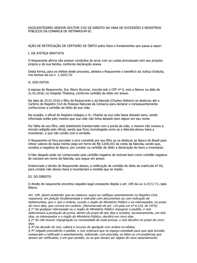 Retificação de Certidão de Óbito | PDF | Jurisdição | Juiz